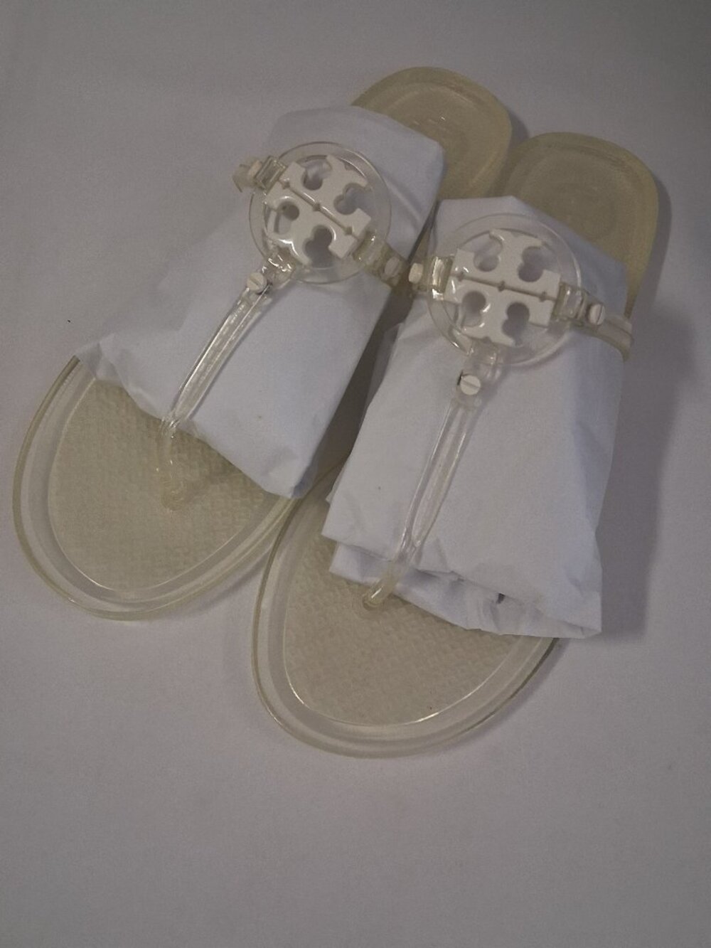 Tory Burch Mini Miller Flat Thong Sandals Color: Clear Size: 9